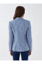 Desenli Uzun Kollu Tüvit Kadın Blazer Ceket