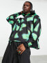 ASOS DESIGN super oversized cropped hoodie in all over blur print with toggles