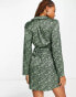 Фото #4 товара Monki satin wrap mini dress in green swirl