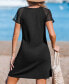Women's Eyelet Sleeve Ribbed Cover Up Dress