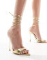 Фото #8 товара Public Desire Ronnie pointed heeled sandal with ankle tie in gold
