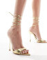 Public Desire Ronnie pointed heeled sandal with ankle tie in gold Золотистый, 41 - фото #8