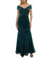 Фото #1 товара Women's Off-The-Shoulder Textured Velvet Gown