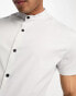 ASOS DESIGN skinny fit grandad shirt in pale grey