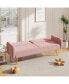 70.47" Pink Fabric Double Sofa With Split Backrest And Two Throw Pillows