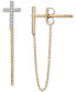ფოტო #2 პროდუქტის Diamond Cross Chain Front to Back Drop Earrings (1/4 ct. t.w.) in 10k Gold, Created for Macy's