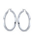 ფოტო #2 პროდუქტის Simple Large Round Flat Square Tube Big Hoop Earrings For Women Sterling Silver Hinged Notched Post 1.65 Inch Diameter