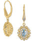 Фото #6 товара Aquamarine (3/4 ct. t.w.) & Diamond (1/8 ct. t.w.) Halo Drop Earrings in 14k Gold-Plated Sterling Silver