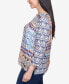 ფოტო #3 პროდუქტის Petite Autumn Weekend Printed Patchwork Split Neck Top