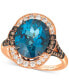 Deep Sea Blue Topaz (5 ct. t.w.) & Diamond (1/2 ct. t.w.) Halo Ring in 14k Rose Gold
