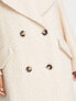 Фото #3 товара ASOS DESIGN Petite smart double breasted boucle wool mix coat in cream