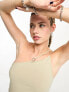 Weekday Ring asymmetric cami vest with ring detail in beige green