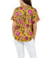 ფოტო #2 პროდუქტის Women's Printed Satin Like Top with Collar