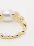 DesignB London pearl stone ring in gold