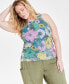 Trendy Plus Size Sequined Floral-Print Tank Top, Created for Macy's