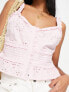 Topshop broderie pintuck cami top in pink 44 - фото #5