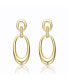 ფოტო #2 პროდუქტის Sterling Silver 14k Yellow Gold Plated with Cubic Zirconias Oblong Chain Dangle Earrings