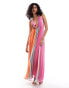 Mango stripe v neck maxi dress in multi