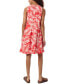 Petite Linen V-Neck Palm-Leaf-Print Dress