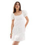 Фото #1 товара Wednesday's Girl tiered broderie smock mini dress in white