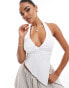 Фото #1 товара ASOS DESIGN twist front halter top with asymmetric hem in ivory