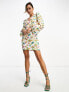 Never Fully Dressed balloon sleeve mini dress in mushroom print