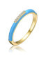 Фото #1 товара RA Young Adults/Teens 14k Yellow Gold Plated with Cubic Zirconia Blue Enamel Slim Stacking Band Ring