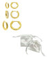 ფოტო #3 პროდუქტის 14K Gold Plated 3-Huggie Hoop Earrings Set with 1-Crystal Hoop