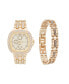 ფოტო #4 პროდუქტის Men's Crystal Bracelet Watch 46mm Gift Set