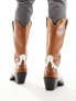 Фото #11 товара ASOS DESIGN cuban western boot with brown leather with contrast panels