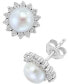 ფოტო #1 პროდუქტის EFFY® Cultured Freshwater Pearl (7mm) & Diamond (1/10 ct. t.w.) Stud Earrings in Sterling Silver