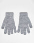 Pieces touch screen knitted gloves in light grey