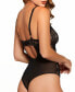 Women's Camellia all Over Lace and Fine Mesh Teddy Lingerie