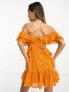 Фото #5 товара ASOS DESIGN ruffle cut out off the shoulder mini dress in orange