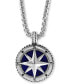 ფოტო #1 პროდუქტის EFFY® Men's Lapis Lazuli (14-1/2mm) Compass 22" Pendant Necklace in Sterling Silver