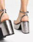 Topshop Rebecca platform tubular tie sandal in pewter