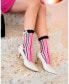 ფოტო #1 პროდუქტის Women's Parisian Stripe Ruffle Bow Sheer Sock