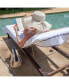 Фото #2 товара Chaise Lounge Cover (Pack of 2, 30x85 in.), Cotton Terry Towel with Pocket to Fit Outdoor Pool or Lounge Chair, White with Colored Stripes