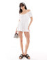 Wednesday's Girl textured detail bardot playsuit in white