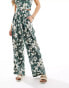 Фото #10 товара Abercrombie & Fitch co-ord wide leg linen blend trouser with elastic waist in green floral print