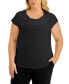 ფოტო #1 პროდუქტის Plus Size Stretch Knit Short-Sleeve Cowl-Neck Top