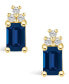 ფოტო #3 პროდუქტის Sapphire (1-3/8 Ct. t.w.) and Diamond (1/10 Ct. t.w.) Stud Earrings