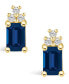 Фото #3 товара Sapphire (1-3/8 Ct. t.w.) and Diamond (1/10 Ct. t.w.) Stud Earrings