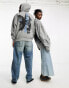 Фото #2 товара Reclaimed Vintage unisex out of focus graphic hoodie in washed grey