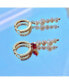 ფოტო #4 პროდუქტის 18K Gold Plated Mix of Extra Small and Small Size Freshwater Pearls with a little Red Heart Zirconia Charm - Aka Earrings for Women