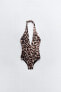 ANIMAL PRINT HALTER SWIMSUIT