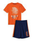 ფოტო #1 პროდუქტის Boys Soft Jersey Fabric T-shirt with Glow in the Dark Screen Print and Mesh Shorts Pajama Set, 2 Piece