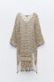 Crochet kaftan dress with tassels