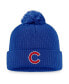 Women's Royal Chicago Cubs Run The Bases Long Sleeve T-shirt and Cuffed Knit Hat with Pom Combo Set