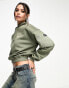 Фото #1 товара Dr Denim Estrid cropped cargo heavyweight hoodie in khaki